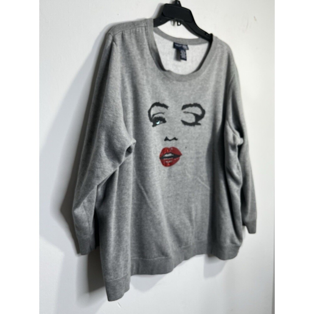 Lane Bryant Venzia Vintage Marilyn Monroe Face Sweatshirt Y2K top sz 26 28 USA